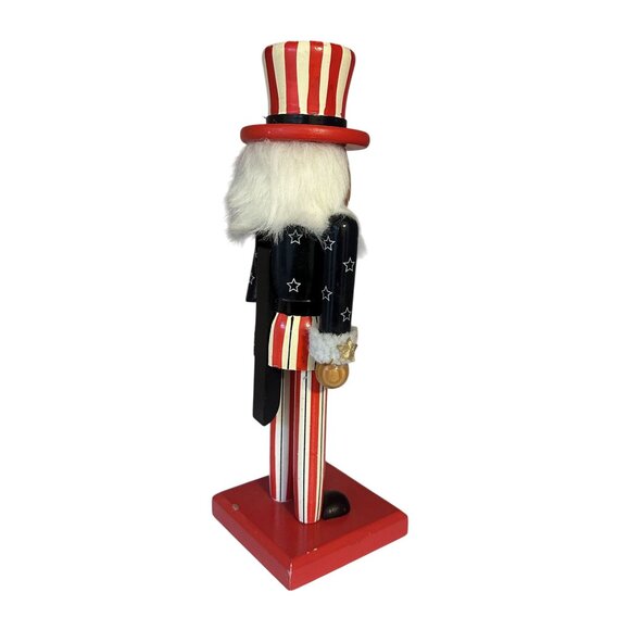 Nutcracker Patriotic Uncle Sam Nutcracker Wood 2009 15" Tall Missing Nose - Picture 4 of 7